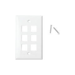 Placa de Pared de 6 Puertos, Keystone, Color Blanco