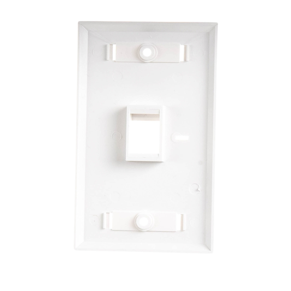 Placa de Pared de 1 Puerto, Keystone, con Espacio para Etiqueta, Color Blanco