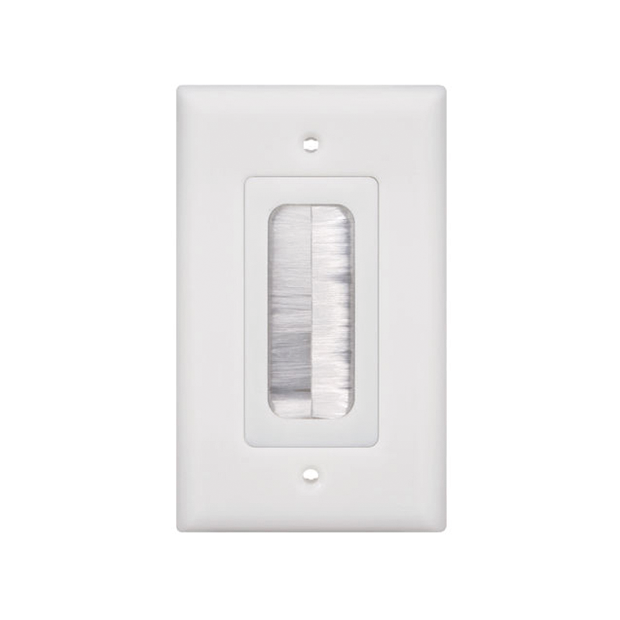 Placa de Pared Pasa Cable, Tipo Cepillo, de 1 Puerto, con Cerdas Antipolvo, Color Blanco