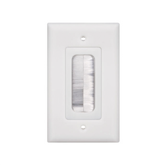 Placa de Pared Pasa Cable, Tipo Cepillo, de 1 Puerto, con Cerdas Antipolvo, Color Blanco