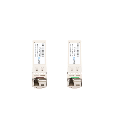 Transceptores Ópticos Industriales Bidireccionales SFP+ (Mini-Gbic) / Monomodo 1270 & 1330 nm / 10 Gbps / 10GBASE / Conector LC/UPC Simplex / DDM / Hasta 10 km / 2 Piezas