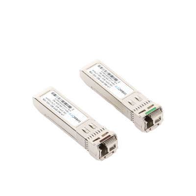 Transceptores Ópticos Industriales Bidireccionales SFP+ (Mini-Gbic) / Monomodo 1270 & 1330 nm / 10 Gbps / 10GBASE / Conector LC/UPC Simplex / DDM / Hasta 10 km / 2 Piezas