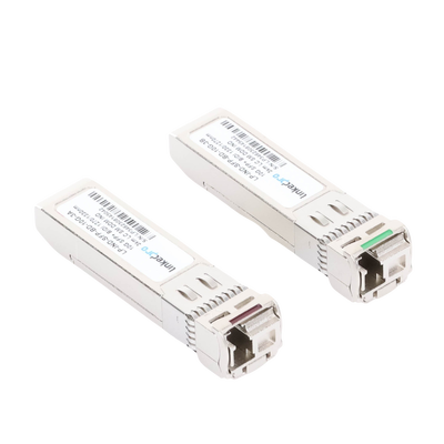 Transceptores Ópticos Industriales Bidireccionales SFP+ (Mini-Gbic) / Monomodo 1270 & 1330 nm / 10 Gbps / 10GBASE / Conector LC/UPC Simplex / DDM / Hasta 3 km / 2 Piezas