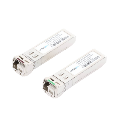 Transceptores Ópticos Industriales Bidireccionales SFP+ (Mini-Gbic) / Monomodo 1270 & 1330 nm / 10 Gbps / 10GBASE / Conector LC/UPC Simplex / DDM / Hasta 5 km / 2 Piezas