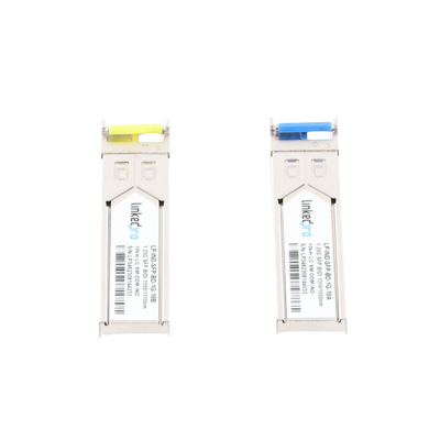 Transceptores Ópticos Industriales Bidireccionales SFP (Mini-Gbic) / Monomodo 1310 & 1550 nm / 1.25 Gbps / 1000BASE-BX / Conector LC/UPC Simplex / DDM / Hasta 10 km / 2 Piezas