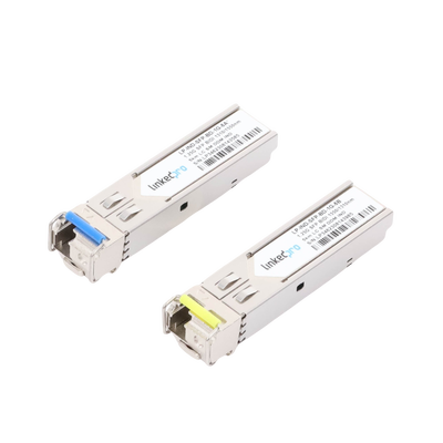 Transceptores Ópticos Industriales Bidireccionales SFP (Mini-Gbic) / Monomodo 1310 & 1550 nm / 1.25 Gbps / 1000BASE-BX / Conector LC/UPC Simplex / DDM / Hasta 5 km / 2 Piezas
