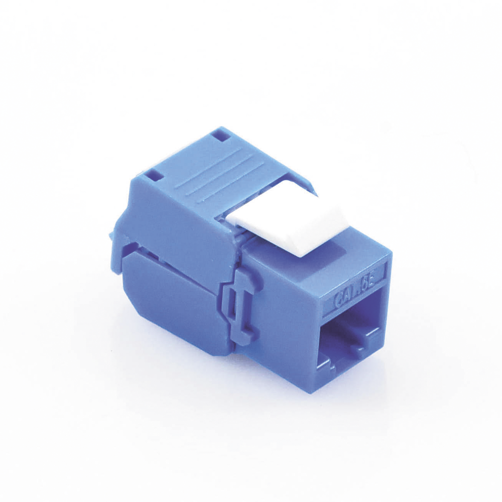 Módulo Jack Keystone Cat5e (Toolless), con Terminación en Ángulo 180 - Color Azul, Compatible con Faceplate y Patchpanel Linkedpro