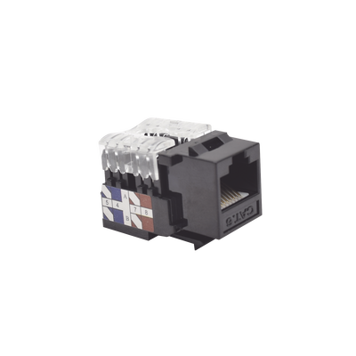 Módulo Jack Keystone Cat6 con terminación 110 (Punchdown) para faceplate - Color Negro