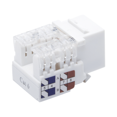 Módulo Jack Keystone Cat6 con terminación 110 (Punchdown) para faceplate - Color Blanco