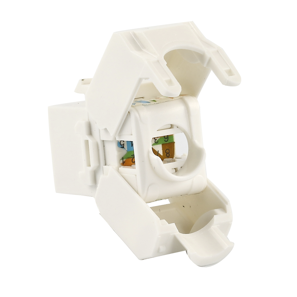 Módulo Jack Keystone Cat6 (Toolless), con Terminación en Ángulo 180 - Color Blanco, Compatible con Faceplate y Patchpanel Linkedpro
