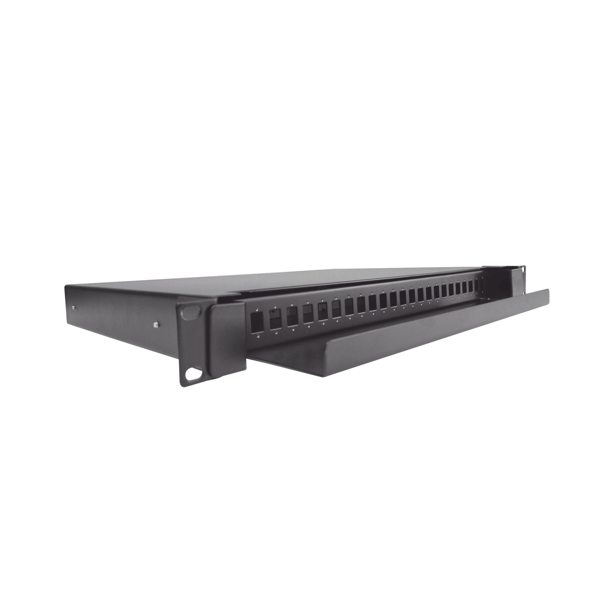 Distribuidor de Fibra Óptica Deslizable, Vacío, 19 Pulgadas (48.26 cm), Acepta 24 Adaptadores LC Duplex o LC Simplex o 24 SC Simplex, 1U