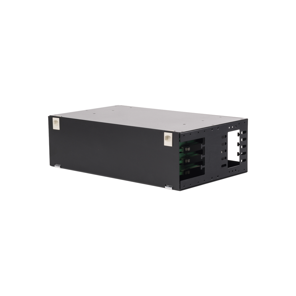 Distribuidor de Fibra Óptica con Bandejas Deslizables, Vacío, 19 Pulgadas (48.26 cm), Acepta 48 Adaptadores LC Duplex o LC Simplex o 48 SC Simplex, 3U