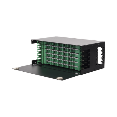 Distribuidor de Fibra Óptica con bandejas deslizables, vacío, 19in, acepta 72 adaptadores "LC Duplex" o "LC Simplex" o 72 "SC" Simplex, 4U