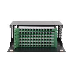Distribuidor de Fibra Óptica con Bandejas Deslizables, Vacío, 19 Pulgadas, Acepta 72 Adaptadores LC Duplex o LC Simplex o 72 SC Simplex, 4U