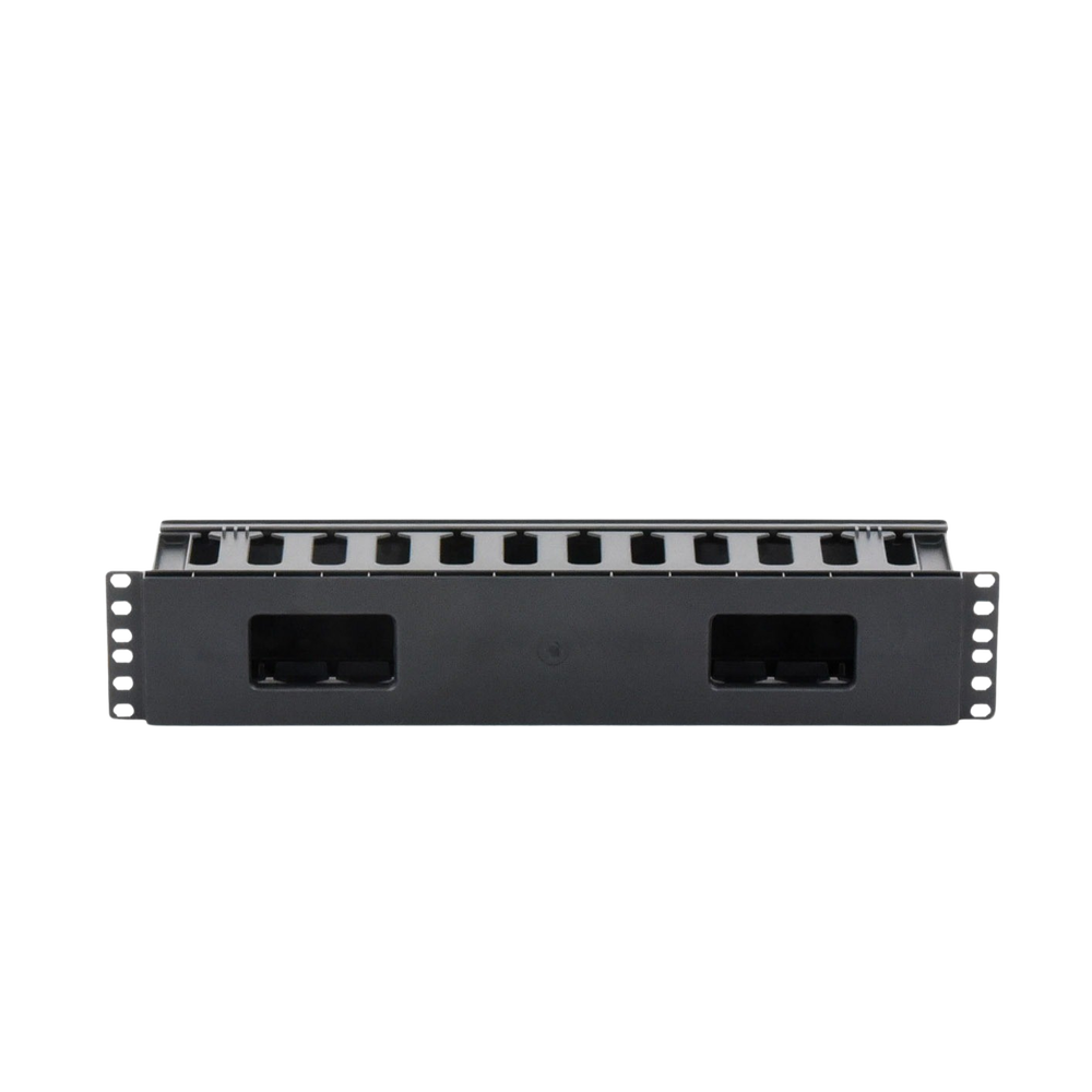 Organizador de Cables Horizontal de 2U para Rack de 19", Fabricado en Polímero Resistente a Deformaciones y Rayones