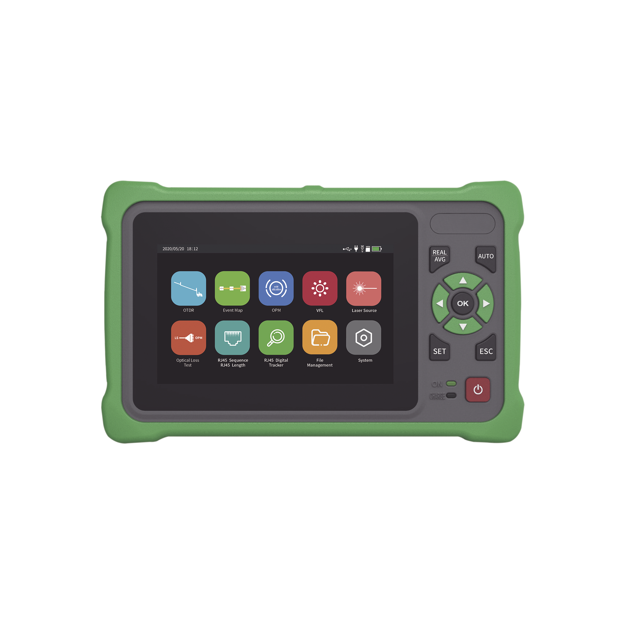 OTDR Touch para Pruebas en los Enlaces de Fibra Óptica / Longitudes de Onda 1310nm y 1550nm / Función VFL 10mW / Función OPM / Función de Mapeo de Cables de Red RJ45 / Recargable / Distancia de Prueba de hasta 260 Kilómetros (853.02 Pies)