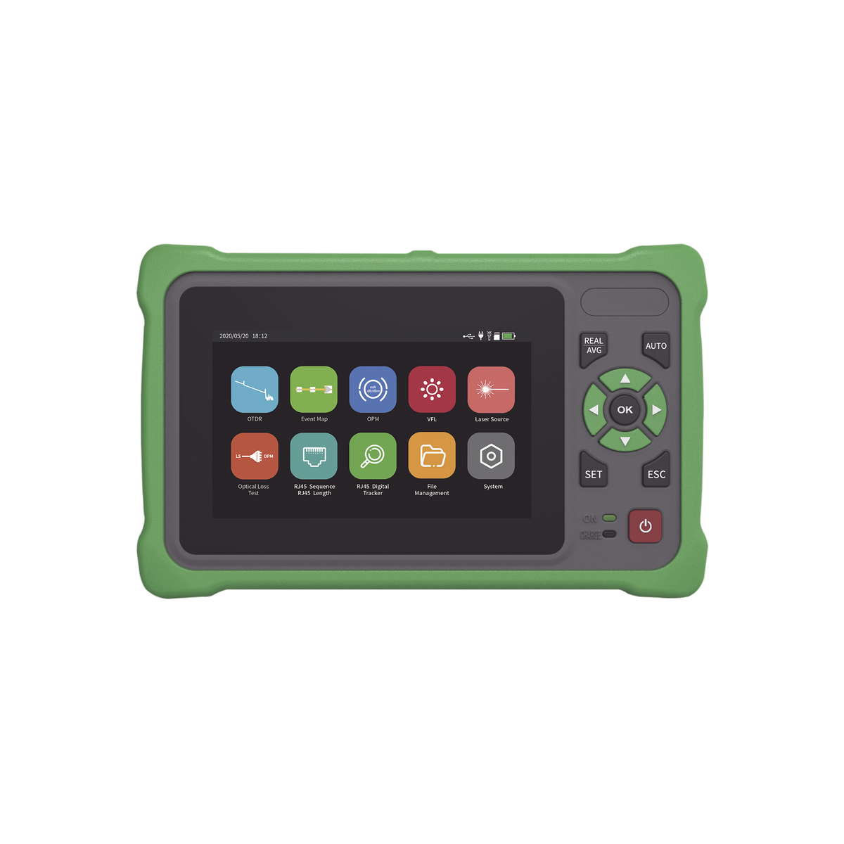 OTDR Touch para Pruebas en los Enlaces de Fibra Óptica / Longitudes de Onda 1310nm y 1550nm / Función VFL 10mW / Función OPM / Función de Mapeo de Cables de Red RJ45 / Recargable / Distancia de Prueba de hasta 260 Kilómetros (853.02 Pies)