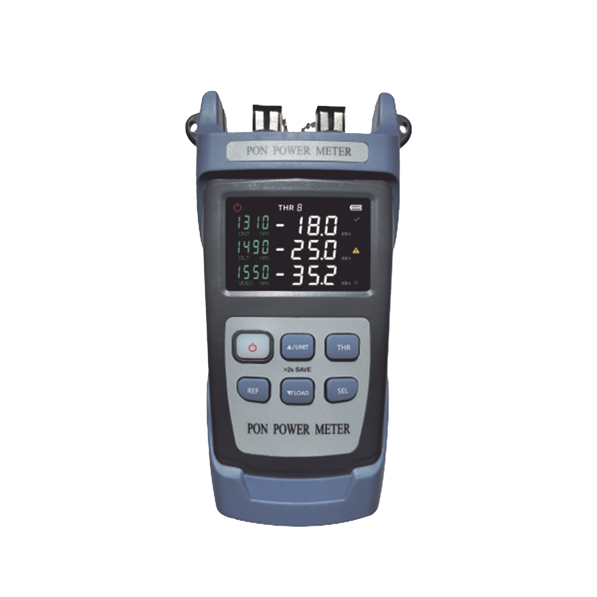Medidor de Potencia Óptica (OPM) para Fibra Óptica en Redes FTTx / Soporta 3 Longitudes de Onda: 1310nm, 1490nm y 1550nm / Rango de Medición de -40 a 25dBm
