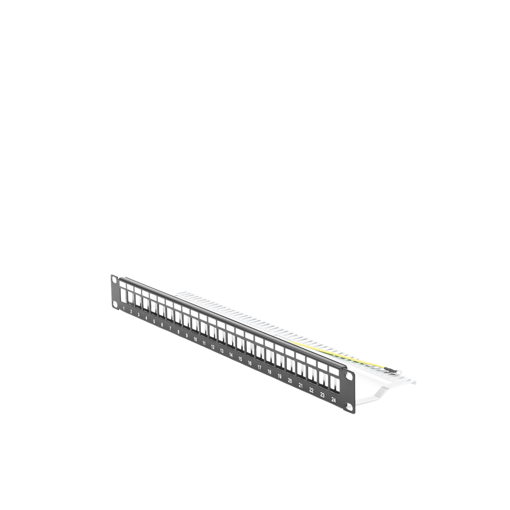 Patch Panel Modular Blindado (STP) de 24 Puertos, con Barra para Organizar Cable