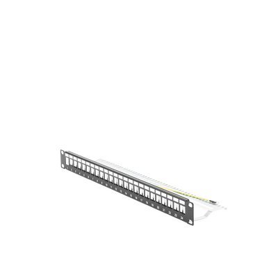 Patch panel modular Blindado (STP) de 24 puertos, con barra para organizar cable