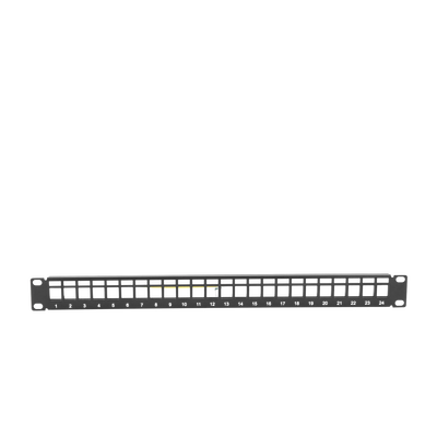 Patch panel modular Blindado (STP) de 24 puertos, con barra para organizar cable