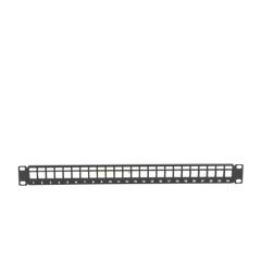 Patch panel modular Blindado (STP) de 24 puertos, con barra para organizar cable