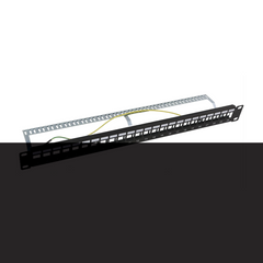 Patch Panel Modular Blindado (STP) de 24 Puertos, con Barra para Organizar Cable