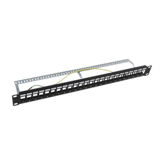 Patch panel modular Blindado (STP) de 24 puertos, con barra para organizar cable