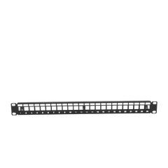Patch Panel Modular sin Blindaje de 24 Puertos, 1U, con Barra para Organizar Cable