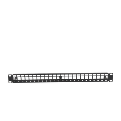 Patch panel modular sin blindaje de 24 puertos, 1U, con barra para organizar cable