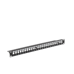Patch panel modular sin blindaje de 24 puertos, 1U, con barra para organizar cable
