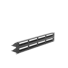 Panel de parcheo de impacto (110) UTP de 48 puertos Cat5e 19in, 2U con barra para organizar cable
