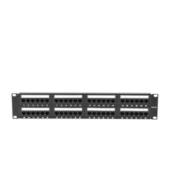 Panel de Parcheo de Impacto (110) UTP de 48 Puertos Cat5e 19 Pulgadas (48.26 cm), 2U con Barra para Organizar Cable