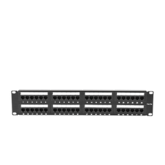 Panel de parcheo de impacto (110) UTP de 48 puertos Cat5e 19in, 2U con barra para organizar cable