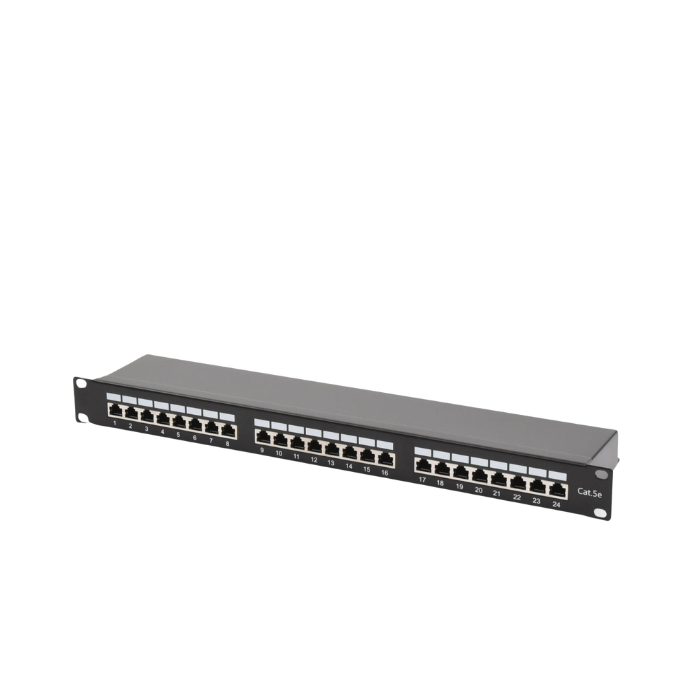 Panel de Parcheo de Impacto Blindado (STP) de 24 Puertos Cat5e, 19 Pulgadas
