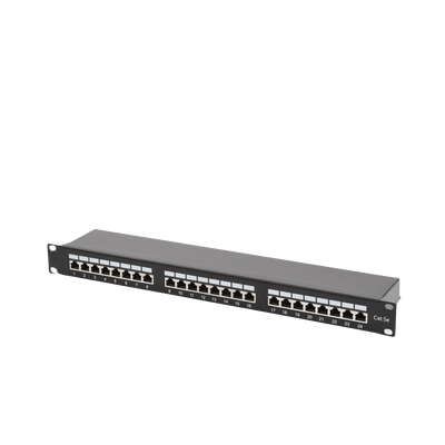 Panel de parcheo de impacto Blindado (STP) de 24 puertos Cat5e, 19in