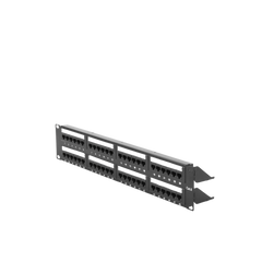 Panel de Parcheo de Impacto (110) UTP de 48 Puertos Cat6, 19 Pulgadas (48.26 cm), 2U, con Barra para Organizar Cable