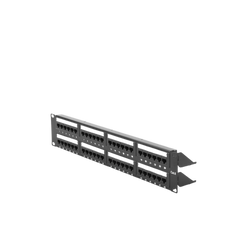 Panel de parcheo de impacto (110) UTP de 48 puertos Cat6, 19in, 2U, con barra para organizar cable