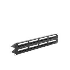 Panel de Parcheo de Impacto (110) UTP de 48 Puertos Cat6, 19 Pulgadas (48.26 cm), 2U, con Barra para Organizar Cable