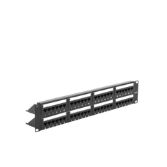 Panel de parcheo de impacto (110) UTP de 48 puertos Cat6, 19in, 2U, con barra para organizar cable