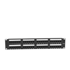 Panel de Parcheo de Impacto (110) UTP de 48 Puertos Cat6, 19 Pulgadas (48.26 cm), 2U, con Barra para Organizar Cable