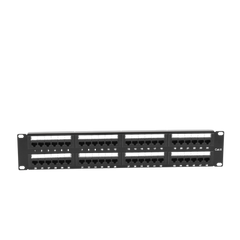 Panel de parcheo de impacto (110) UTP de 48 puertos Cat6, 19in, 2U, con barra para organizar cable