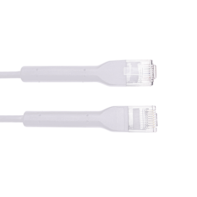 Mini Patch Cord Cat6 Ultra Slim 10 m Blanco – Ahorra Espacio sin Organizadores, con Bota Flexible
