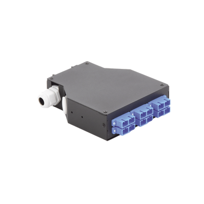 Distribuidor de Fibra óptica para Riel Din, 6 Acopladores SC/UPC Duplex Monomodo con Charola de Empalme