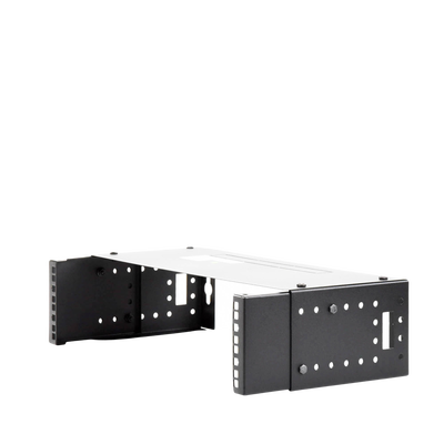 Rack Abierto de montaje en Pared, de 19in,  Profundidad Ajustable (8" a 12") de 2.5  Unidades de rack, con Capacidad de Crecimiento.