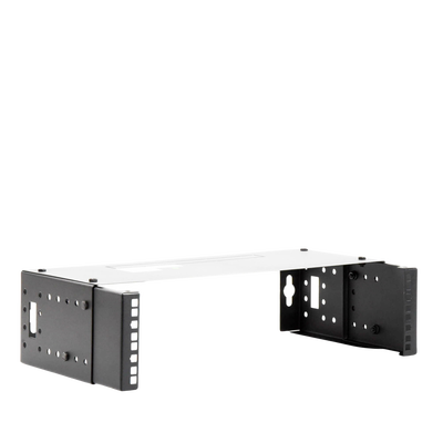 Rack Abierto de montaje en Pared, de 19in,  Profundidad Ajustable (8" a 12") de 2.5  Unidades de rack, con Capacidad de Crecimiento.