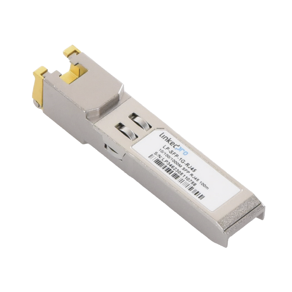 Transceptor Óptico SFP a RJ45 / Auto negociación 10/100/1000 Mbps / Conector RJ45 / 1000BASE-T / Distancia de hasta 100 m.