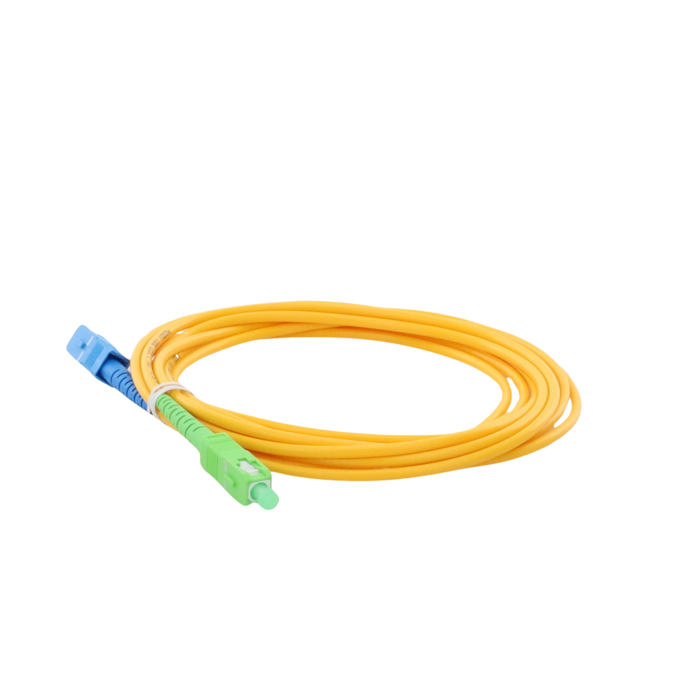 Jumper de Fibra Óptica Monomodo SC/UPC-SC/APC Simplex, Color Amarillo, 3 Metros (9.84 Pies), 3 mm