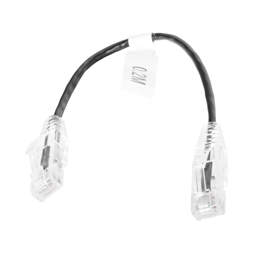 Cable de Parcheo Slim UTP Cat6 - 20 cm (7.87 Pulgadas) Negro Diámetro Reducido (28 AWG)