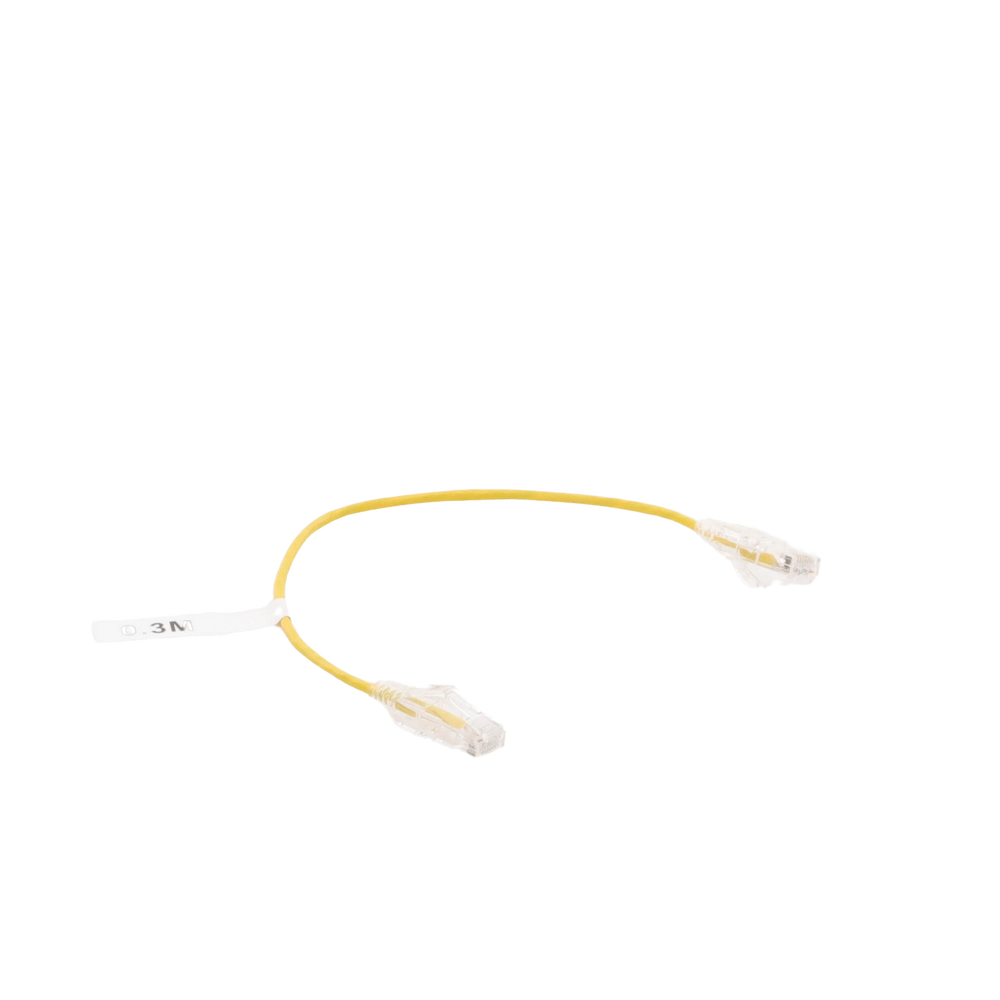 Cable de Parcheo Slim UTP Cat6 - 30 cm (11.81 Pulgadas) Amarillo Diámetro Reducido (28 AWG)